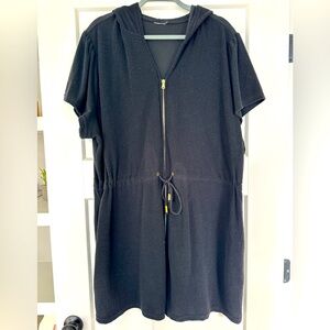 Black Zip Swim Cover. Gold zipper. Terry cloth material. Size XL.